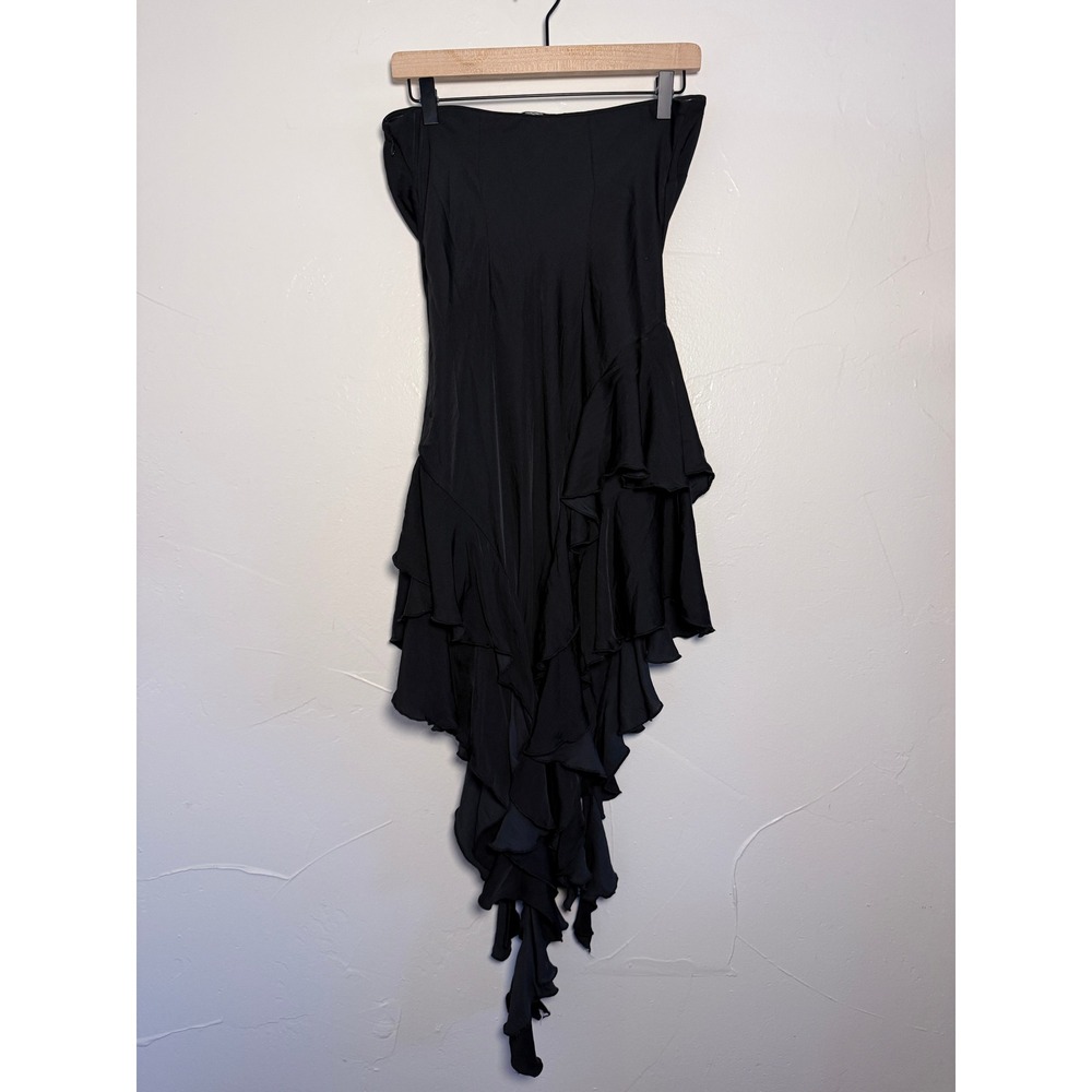 Kimchi Blue Forsythia Black Strapless Ruffle High Low Dress M